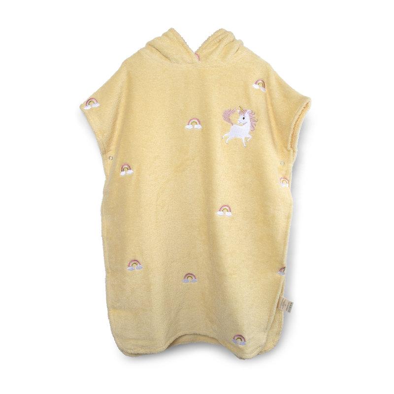Poncho brodé GOTS – La plage des licornes FILIBABBA face
