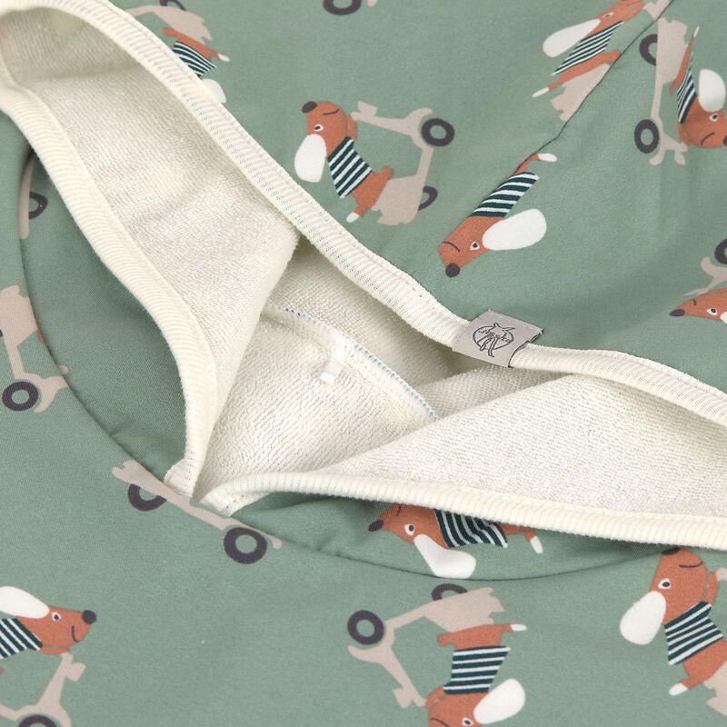 Poncho de plage Scooter/Chien Vert Lassig zoom capuche