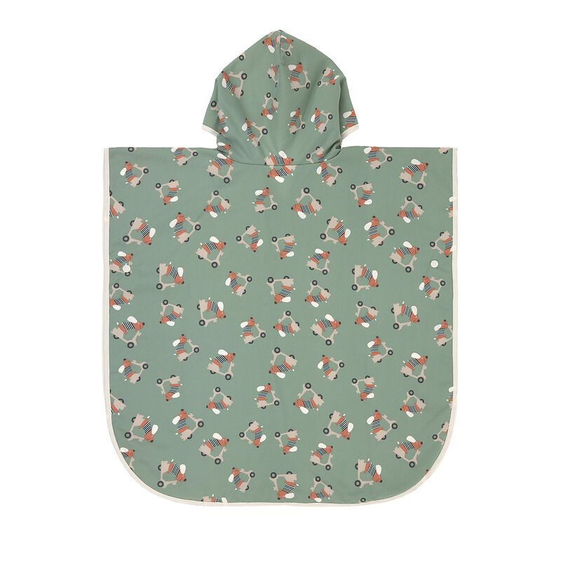 Poncho de plage Scooter/Chien Vert Lassig derrière