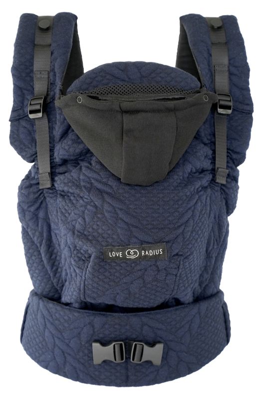 Porte-bébé HoodieCarrier 2 Bleu Moelleux Love Radius face