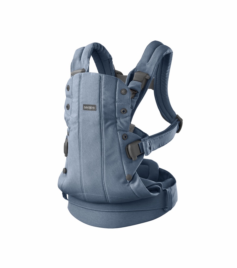 Porte-bébé Harmony Tissé Chiné Bleu Babybjorn deplier