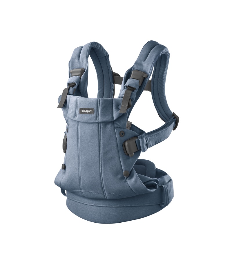 Porte-bébé Harmony Tissé Chiné Bleu Babybjorn face
