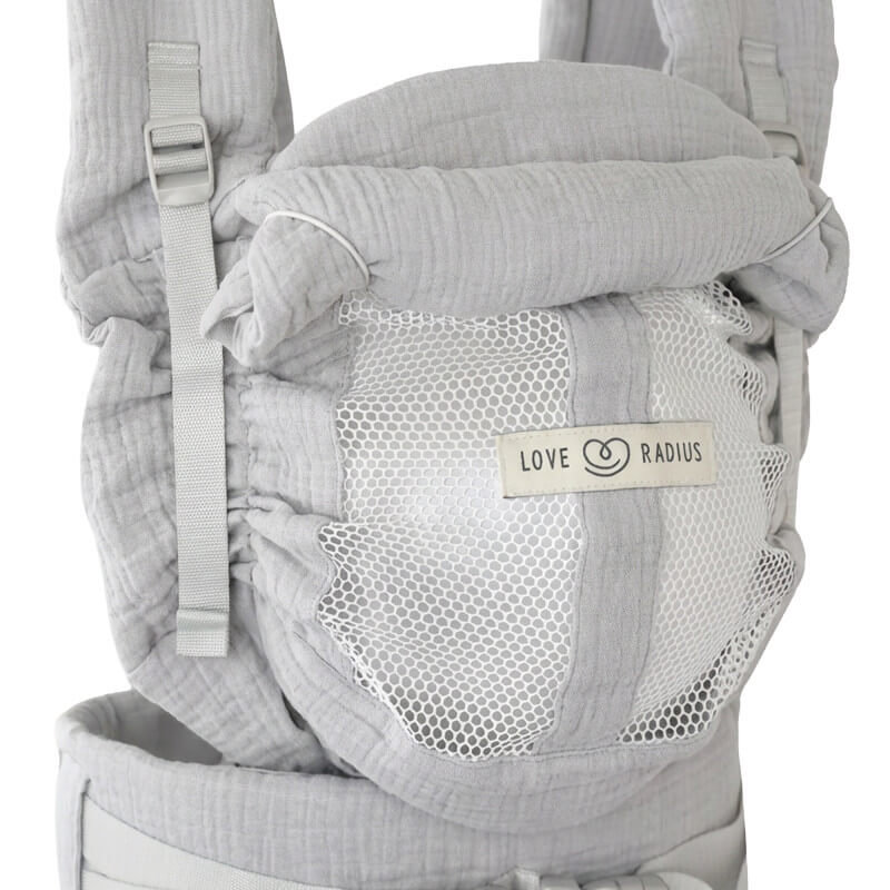 Porte-bébé PhysioCarrier V2 Grey Gaze de coton Love Radius face aéré
