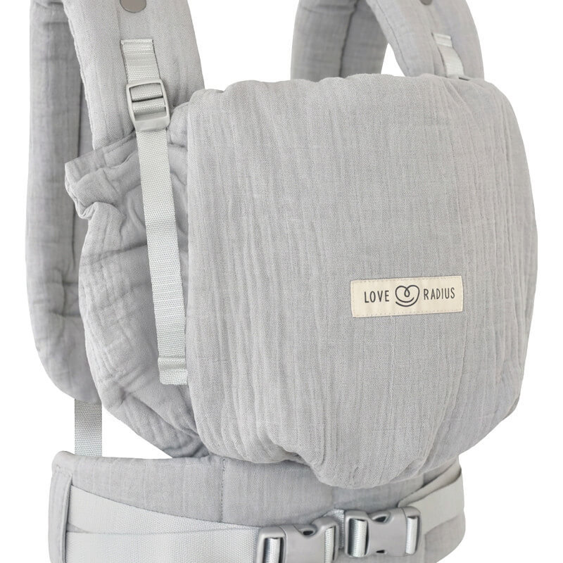 Porte-bébé PhysioCarrier V2 Grey Gaze de coton Love Radius face fermé