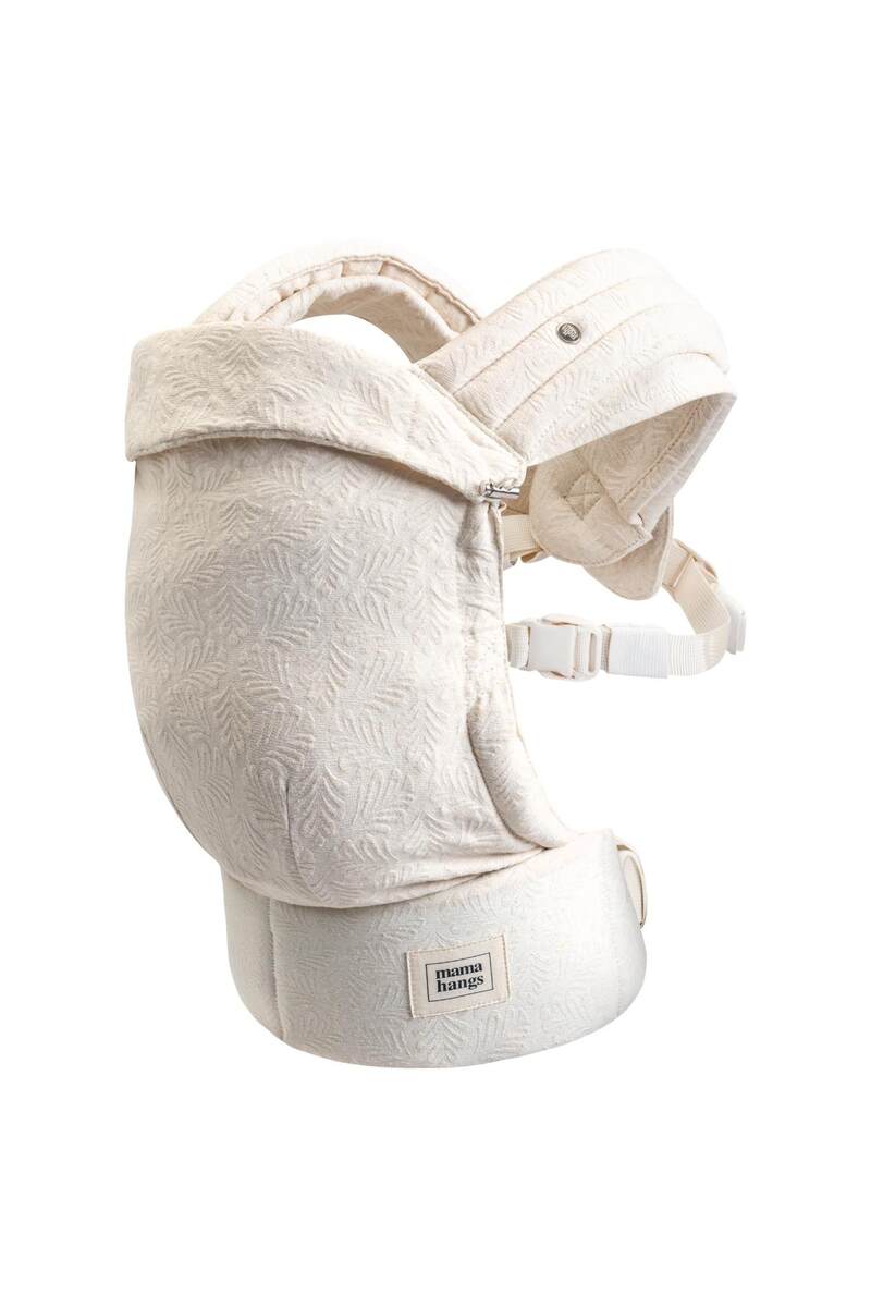 Porte-bébé structuré Carry & Bloom MAMA HANGS produit face Ecru Palms Jacquard 