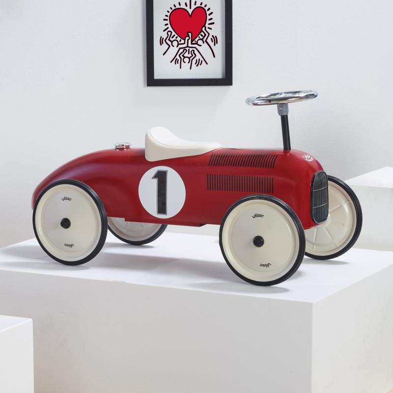 Porteur voiture vintage rouge et crème VILAC lifestyle