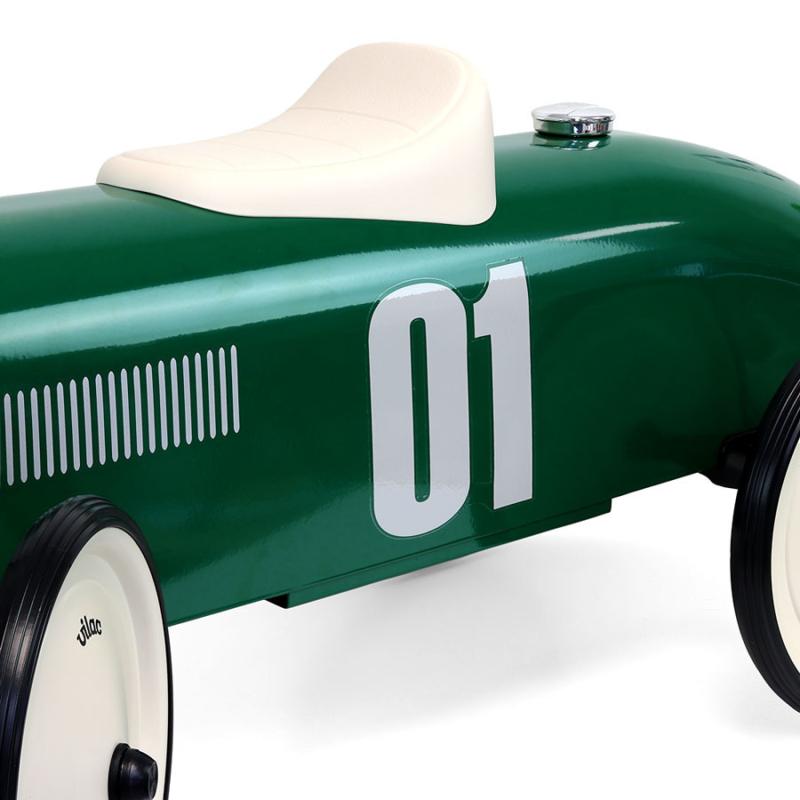 Porteur voiture vintage vert so British VILAC zoom côté