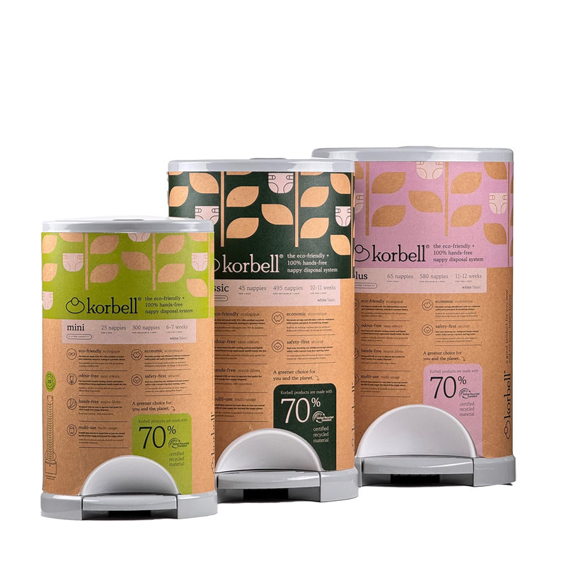 Poubelle à couches MINI 9L + 1 recharge Korbell gamme packagée