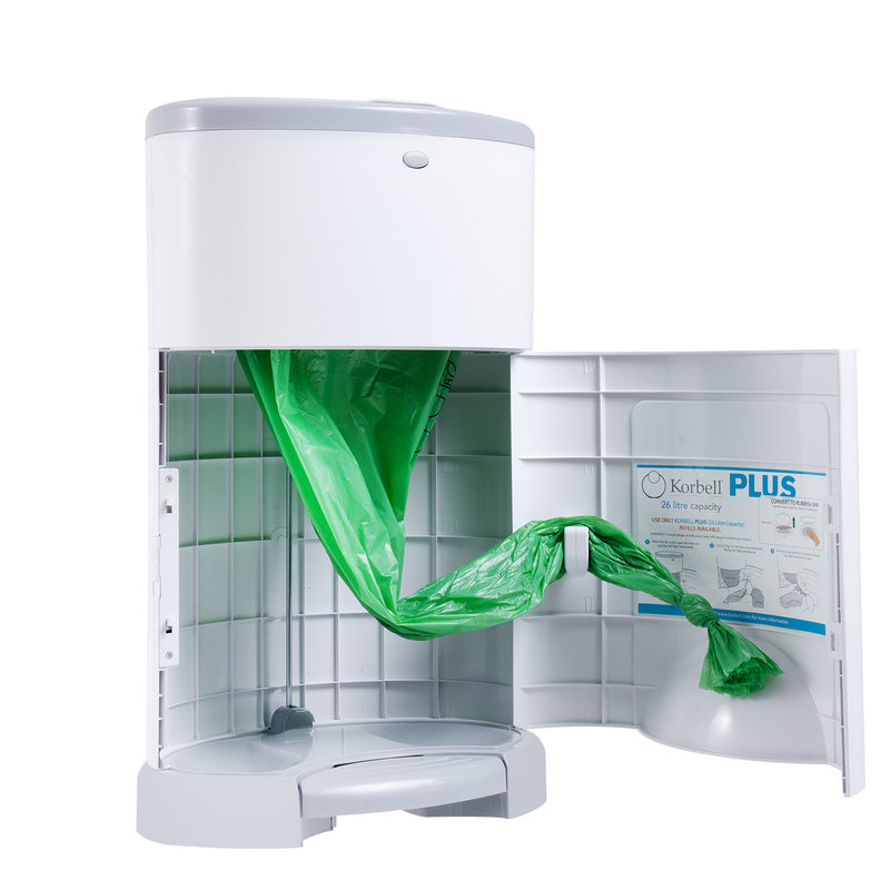 Poubelles à couches PLUS 26L + 1 recharge Korbell cache ouvert profil