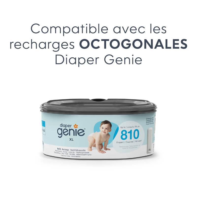 Poubelle à couches Select Blanche avec 1 recharge octogonale Diaper Genie recharge