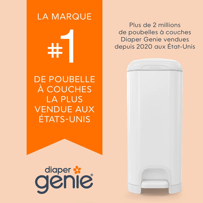 Poubelle à couches Select Blanche avec 1 recharge octogonale Diaper Genie marque n°1