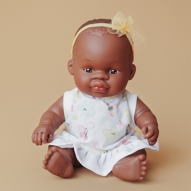 Poupée 21 cm fille africaine - robe à fleurs MINILAND lifestyle
