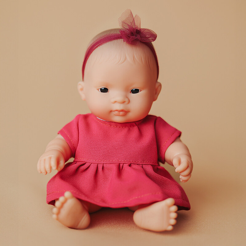 Poupée 21 cm fille asiatique - robe rose MINILAND lifestyle
