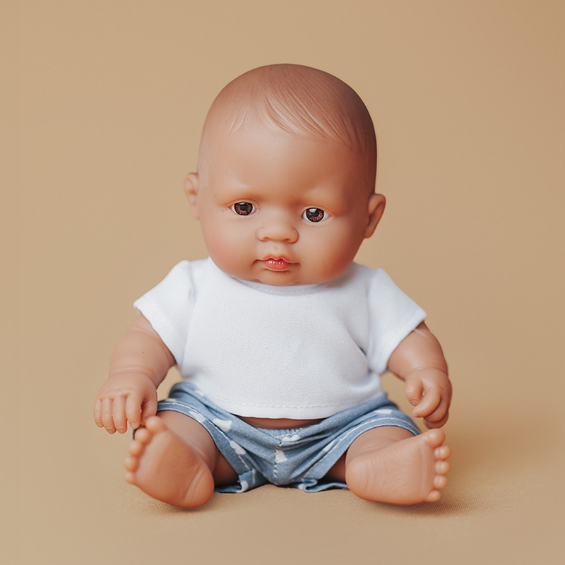Poupée 21 cm garçon sud-américain - top blanc short bleu MINILAND lifestyle