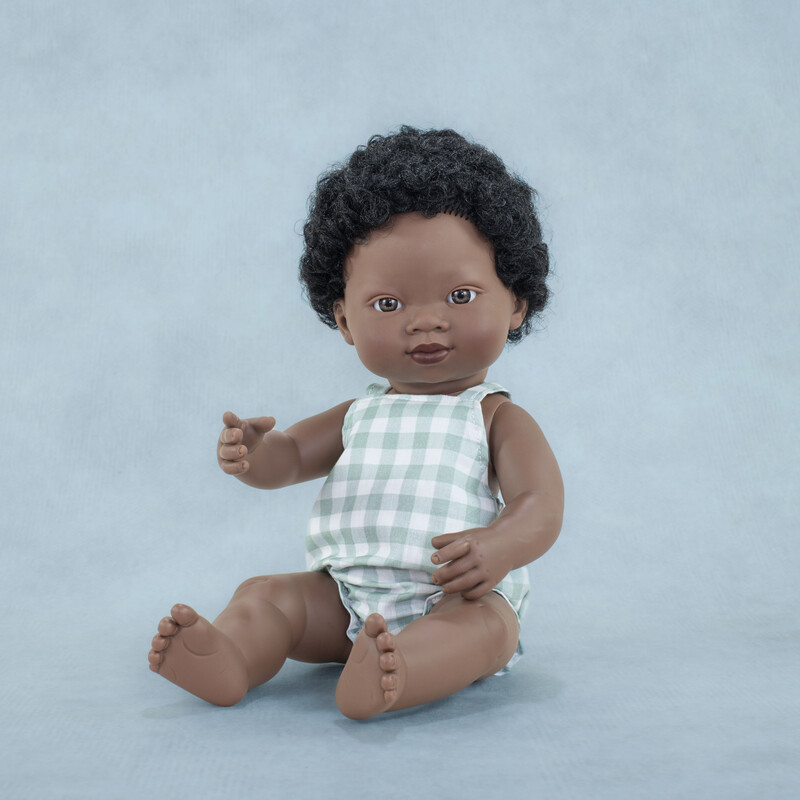 Poupée 38 cm africaine - barboteuse à carreaux MINILAND lifestyle