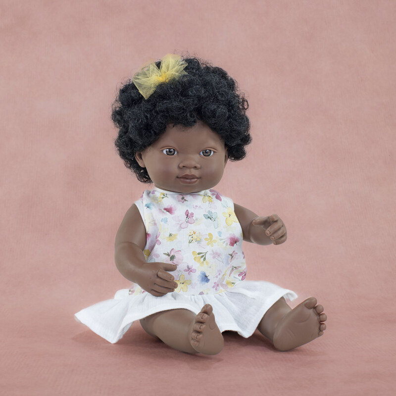 Poupée 38 cm africaine - robe à fleurs MINILAND lifestyle