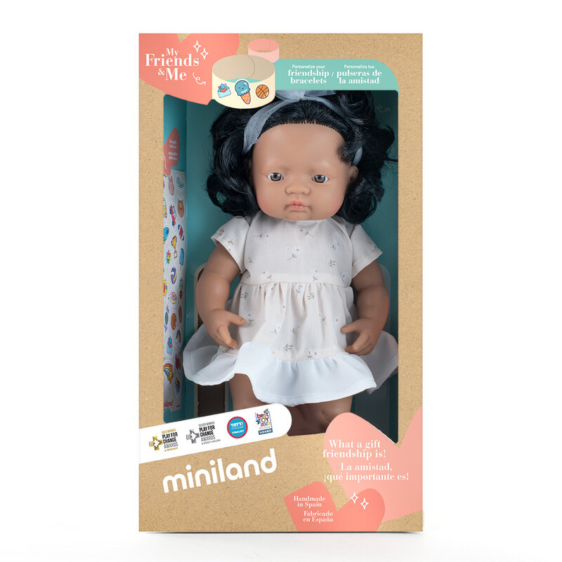 Poupée 38 cm sud-américaine - robe à fleurs MINILAND packaging