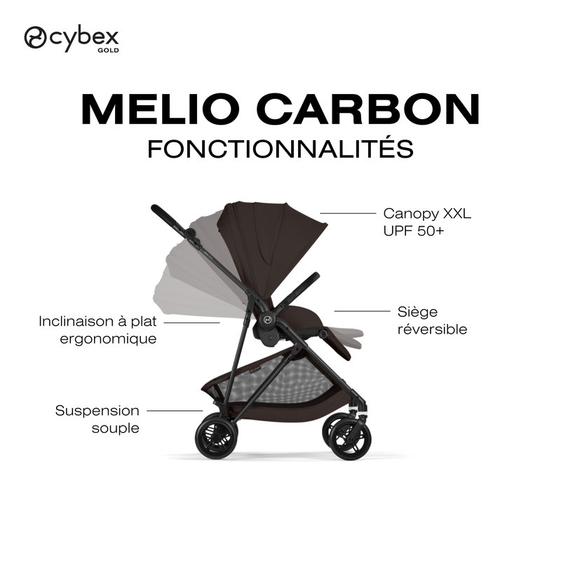 Poussette Citadine Melio Carbon 2026 Chocolate Brown Cybex fonctionnalités