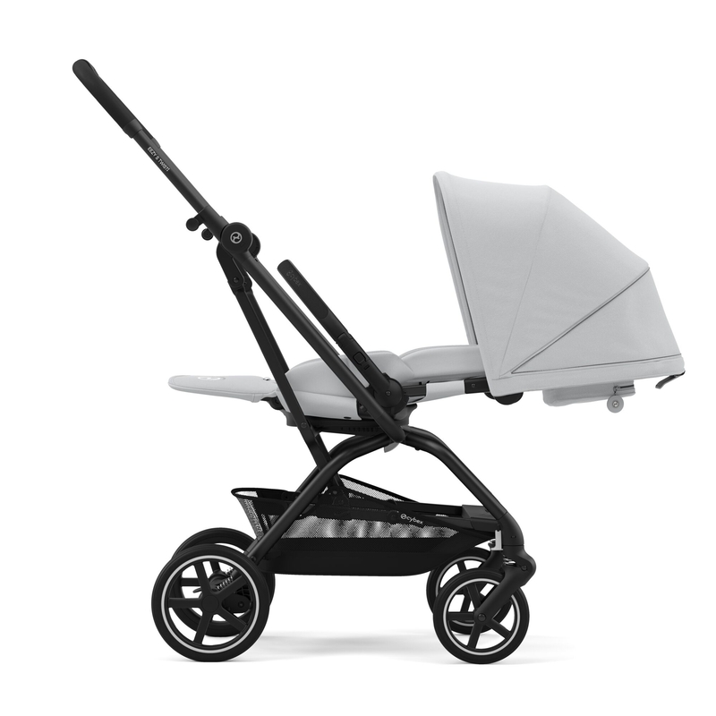 Poussette compacte Eezy S Twist+ 2 BLK Fog Grey / Light Grey Cybex assise allongée face au parent