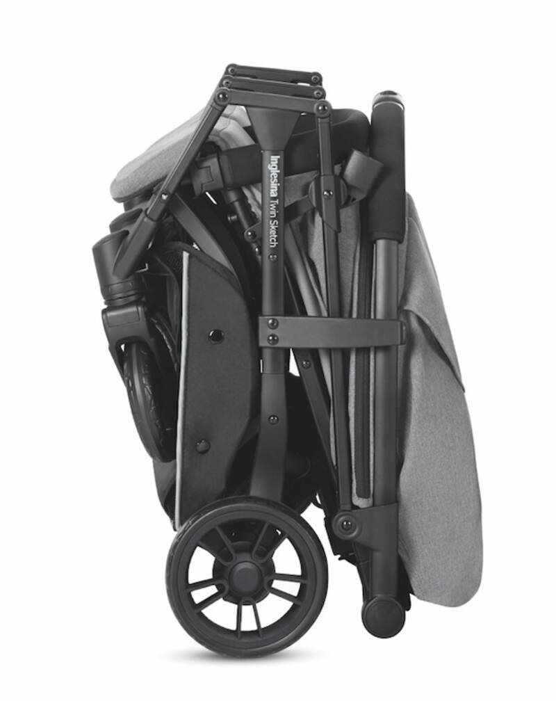 Poussette double Twin Sketch Black Grey Inglesina pliee