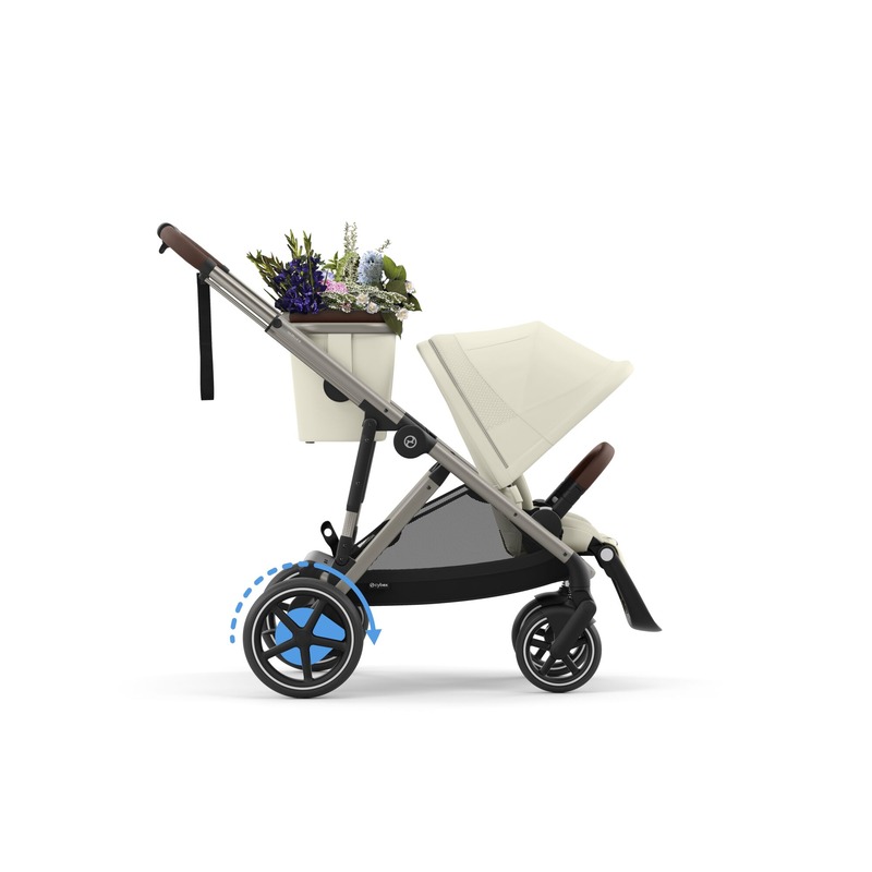 Poussette eGazelle S chassis Taupe assise Seashell Beige Cybex fleurs