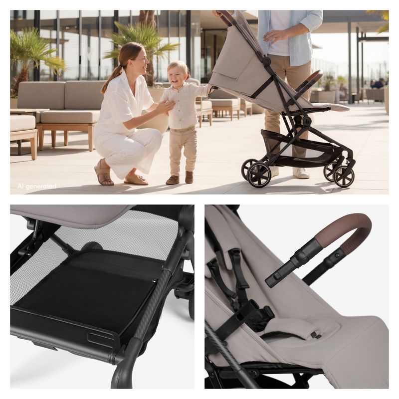 Poussette Lite N Care Sandy Taupe Hauck accessoires inclus