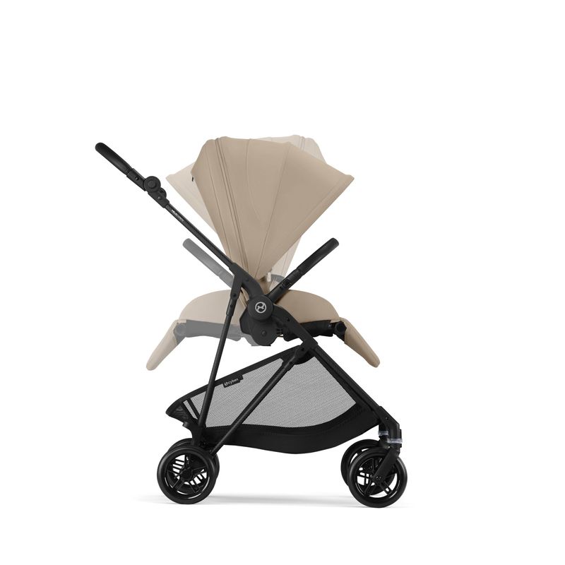 Poussette Melio Carbon Almond Beige Cybex assise réversible