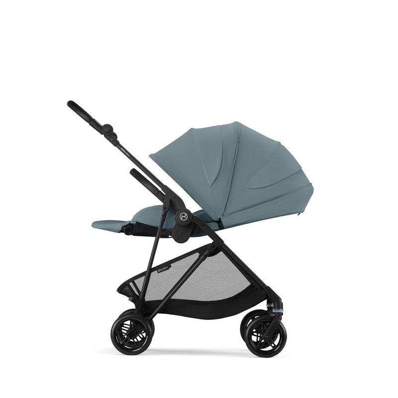 Poussette Melio Carbon Stormy Blue Cybex assise allongée