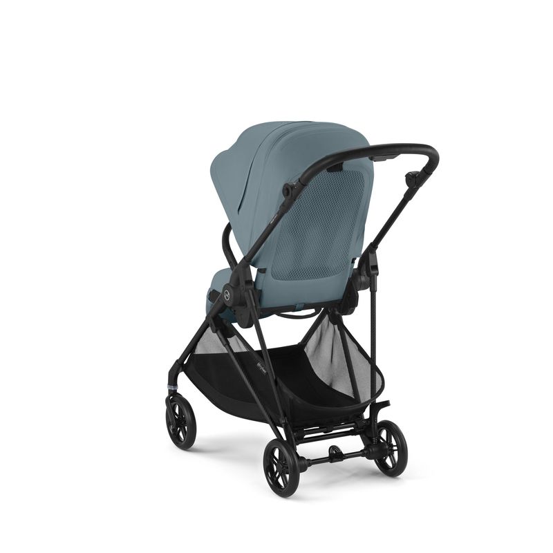 Poussette Melio Carbon Stormy Blue Cybex arrière de la poussette
