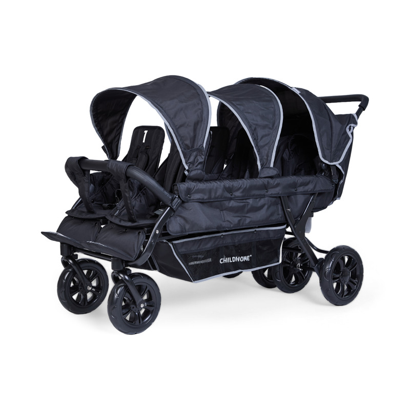 Poussette Multiplaces 6 Enfants Noir CHILDHOME cote cache soleil