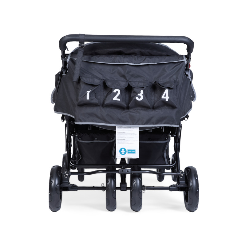 Poussette Multiplaces Quadruple 4 Enfants Noir CHILDHOME dos
