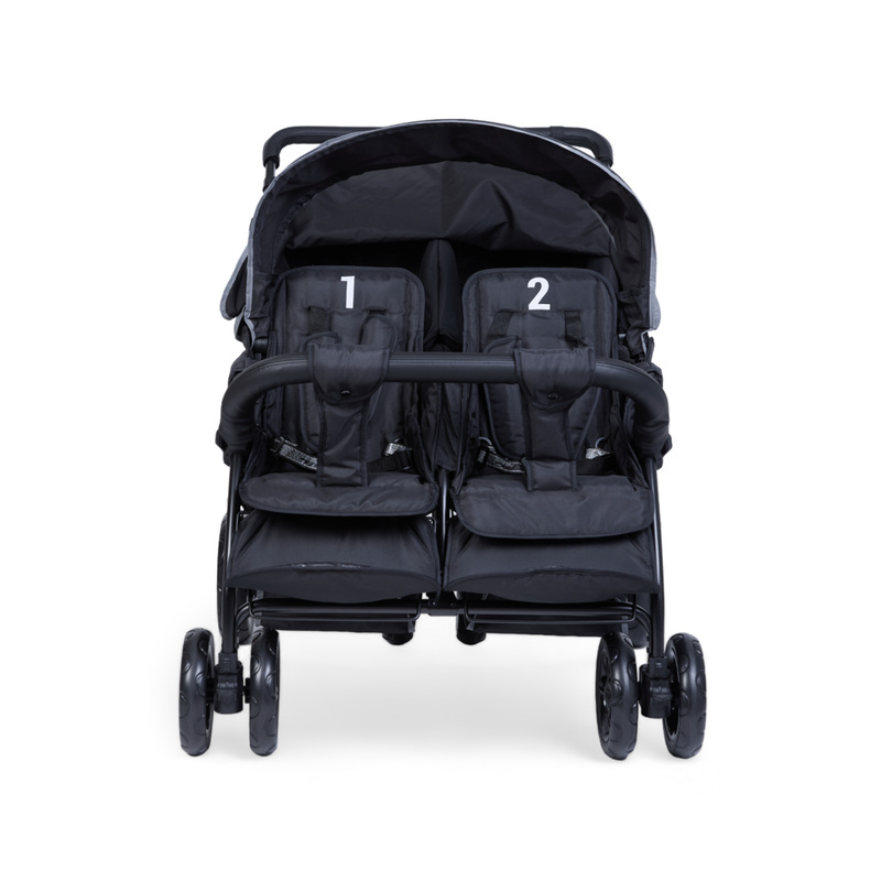 Poussette Multiplaces Quadruple 4 Enfants Noir CHILDHOME face