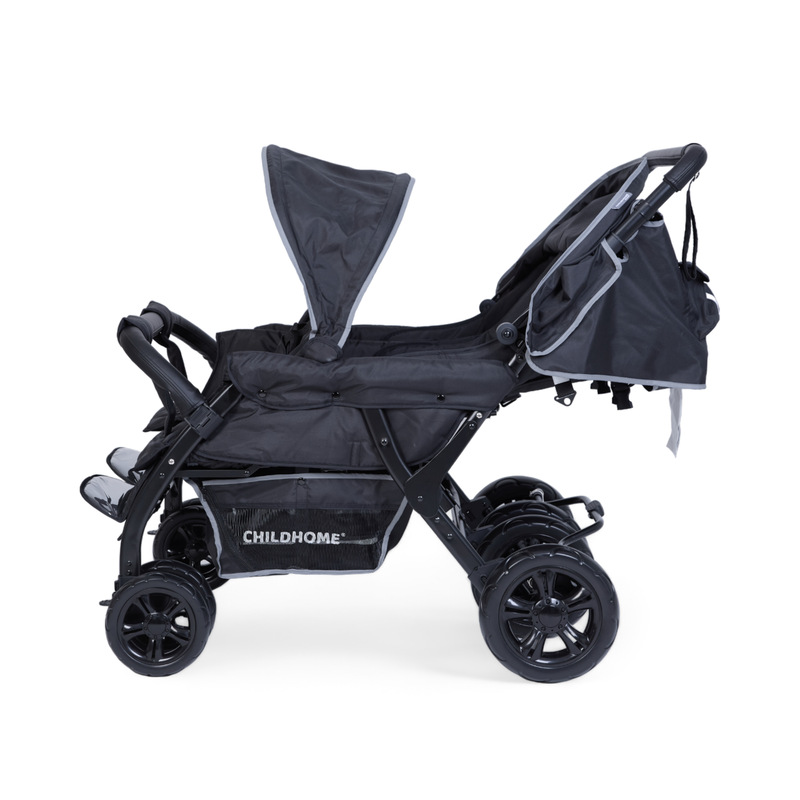 Poussette Multiplaces Quadruple 4 Enfants Noir CHILDHOME profil