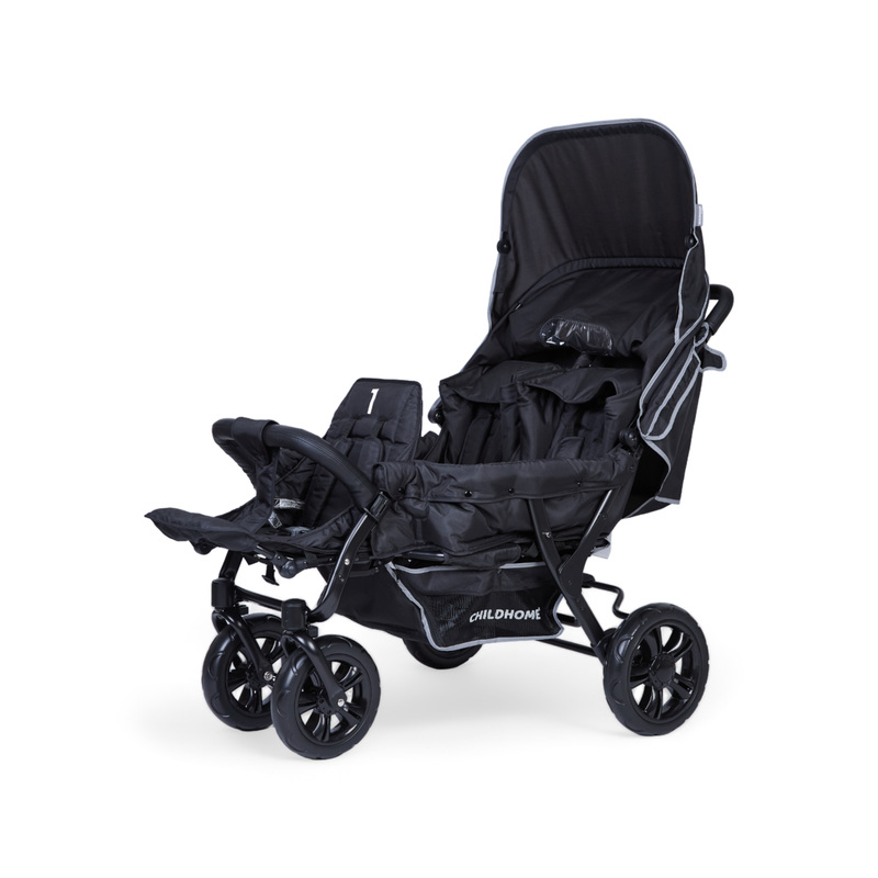 Poussette Multiplaces Triplet 3 enfants Noir CHILDHOME cote