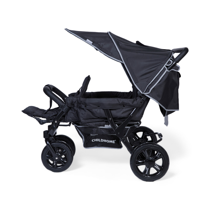 Poussette Multiplaces Triplet 3 enfants Noir CHILDHOME profil