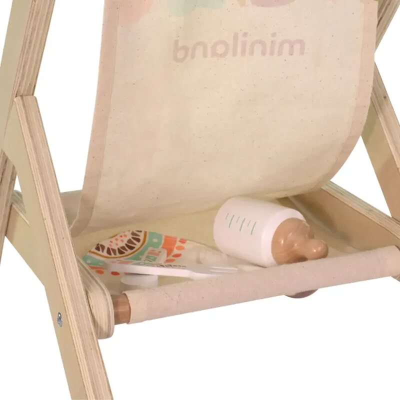 Poussette pour poupée en bois 100 % FSC Miniland arriere