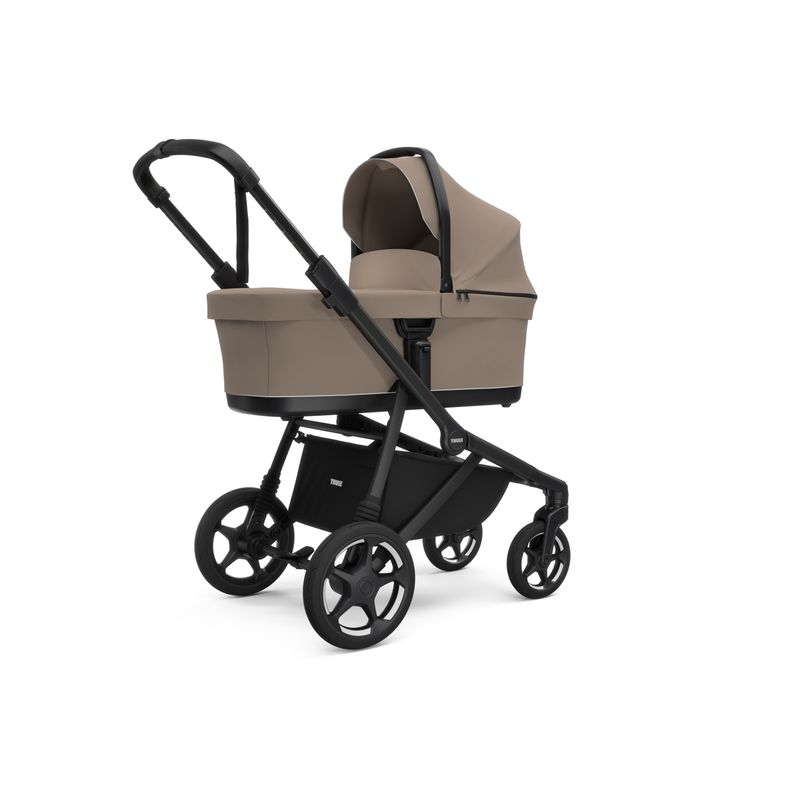 Poussette Sleek 2 avec nacelle Tinted Taupe Thule nacelle de profil