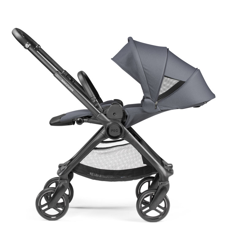 Poussette Switch Nordic Blue Peg Perego côté dos route