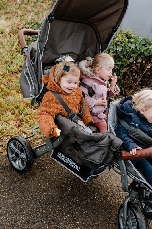 Quadruple Poussette Avec Frein Auto + Housse De Pluie + Pare-Soleil -  Anthracite