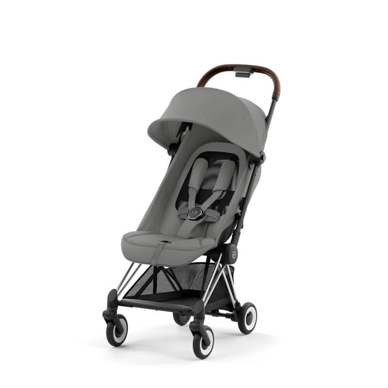 Poussette ultra-compacte Coya Chrome Dark Brown Mirage Grey Cybex mesh