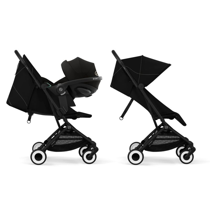 Poussette ultra-compacte Orfeo BLK Magic Black / Black 2025 Cybex cosy sur la poussette