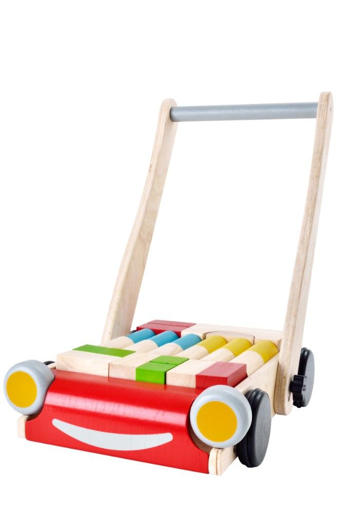 Chariot de marche et blocs de construction Plan Toys Bambinou