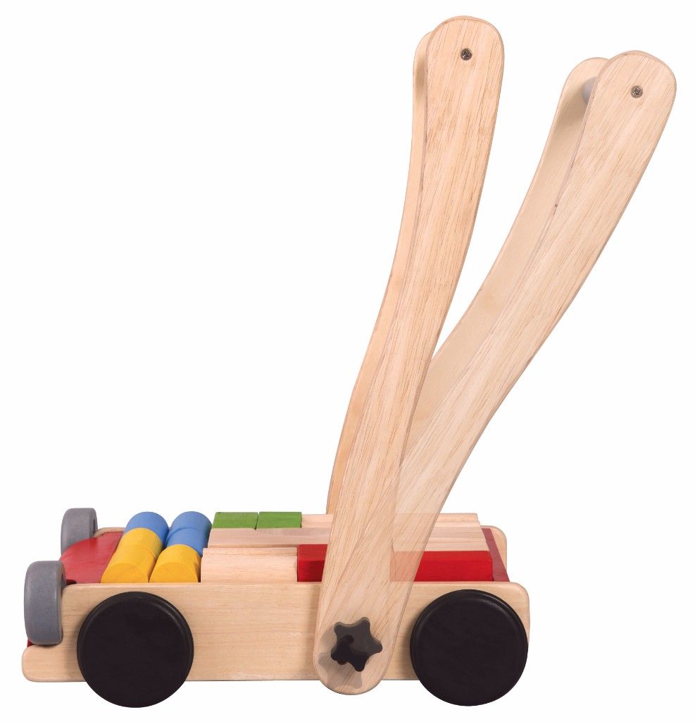 Chariot de marche et blocs de construction Plan Toys Bambinou