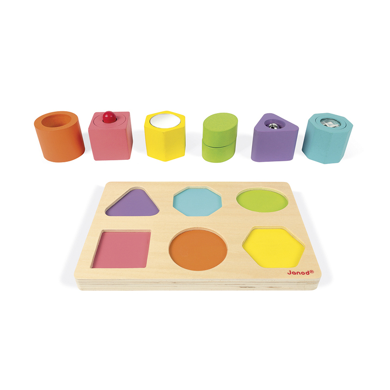 Puzzle 6 cubes sensoriels I wood bois Janod éléments