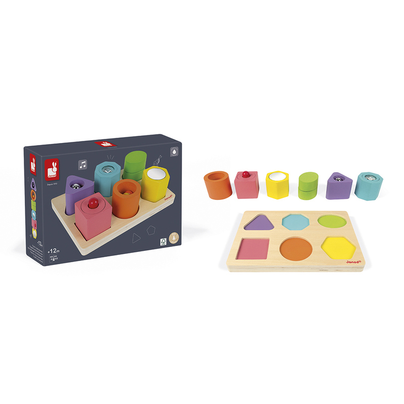 Puzzle 6 cubes sensoriels I wood bois Janod