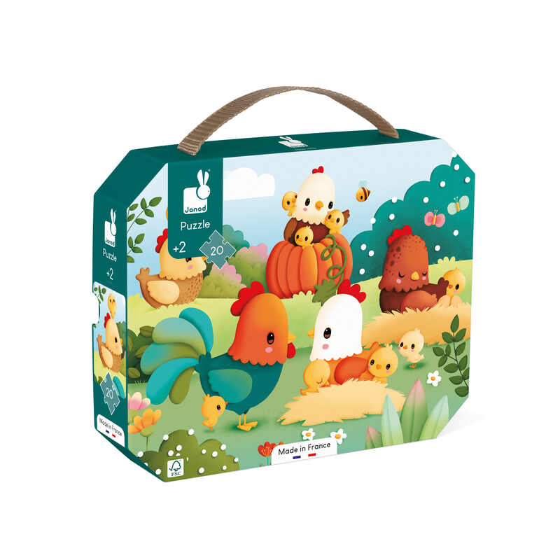 Puzzle Bienvenue A La Basse-Cour 20 pièces Janod package