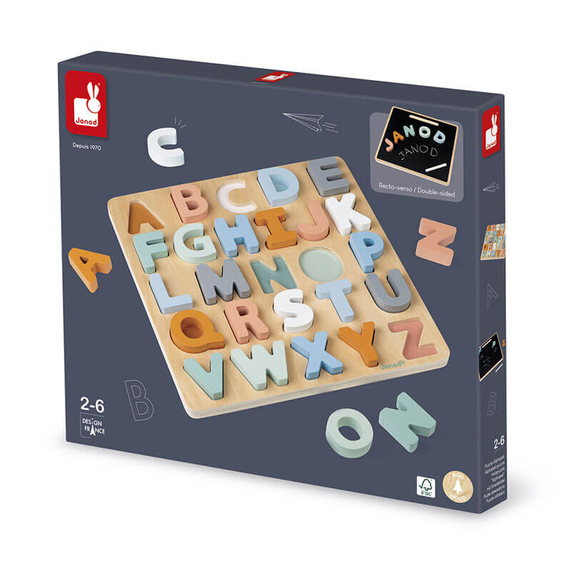 Puzzle en bois alphabet Sweet Cocoon Janod boîte