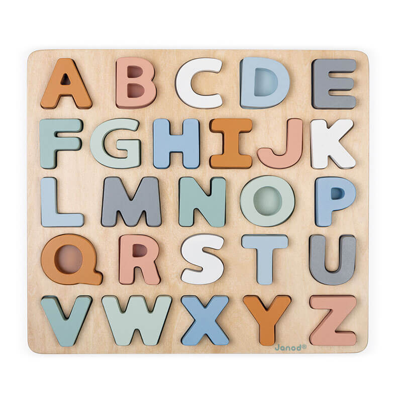 Puzzle en bois alphabet Sweet Cocoon Janod face