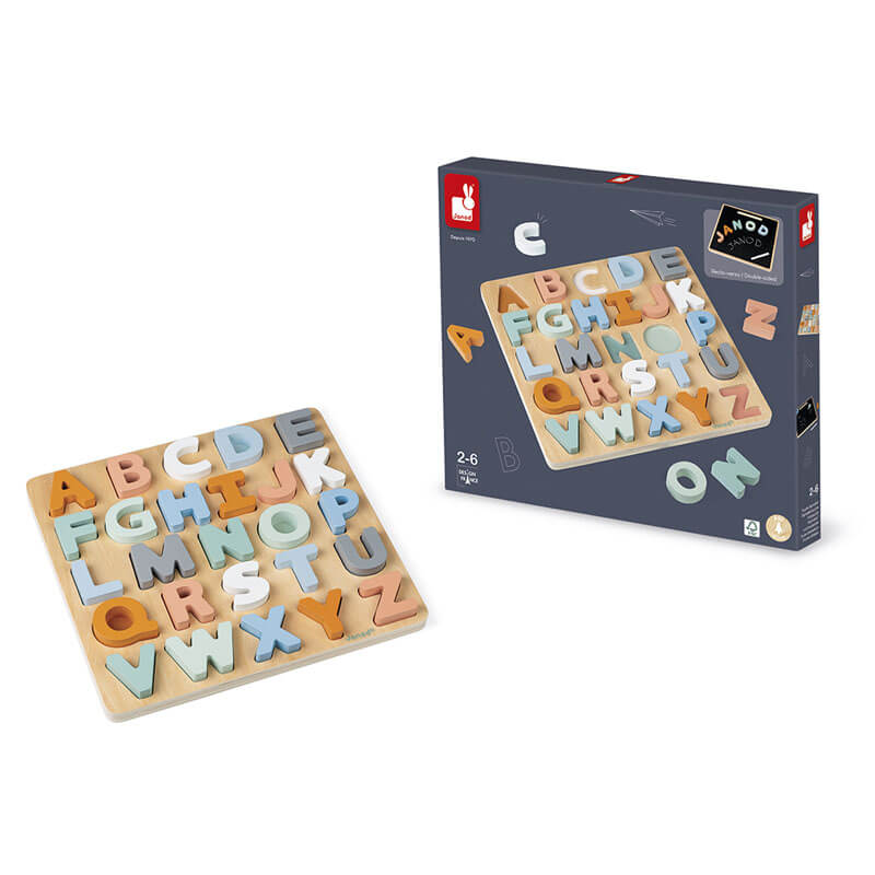 Puzzle en bois alphabet Sweet Cocoon Janod packaging