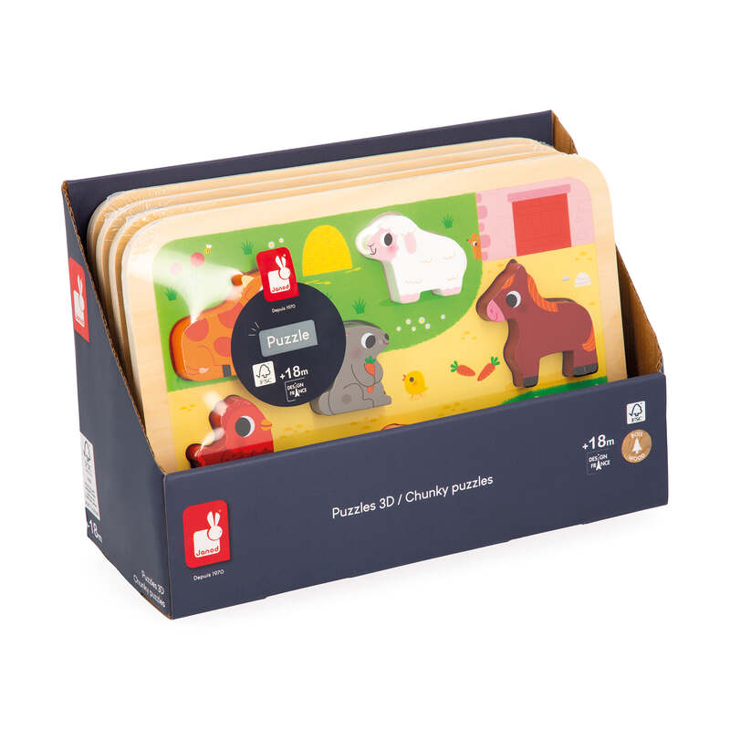 Puzzle Chunky  À La Ferme 7 pièces Janod package